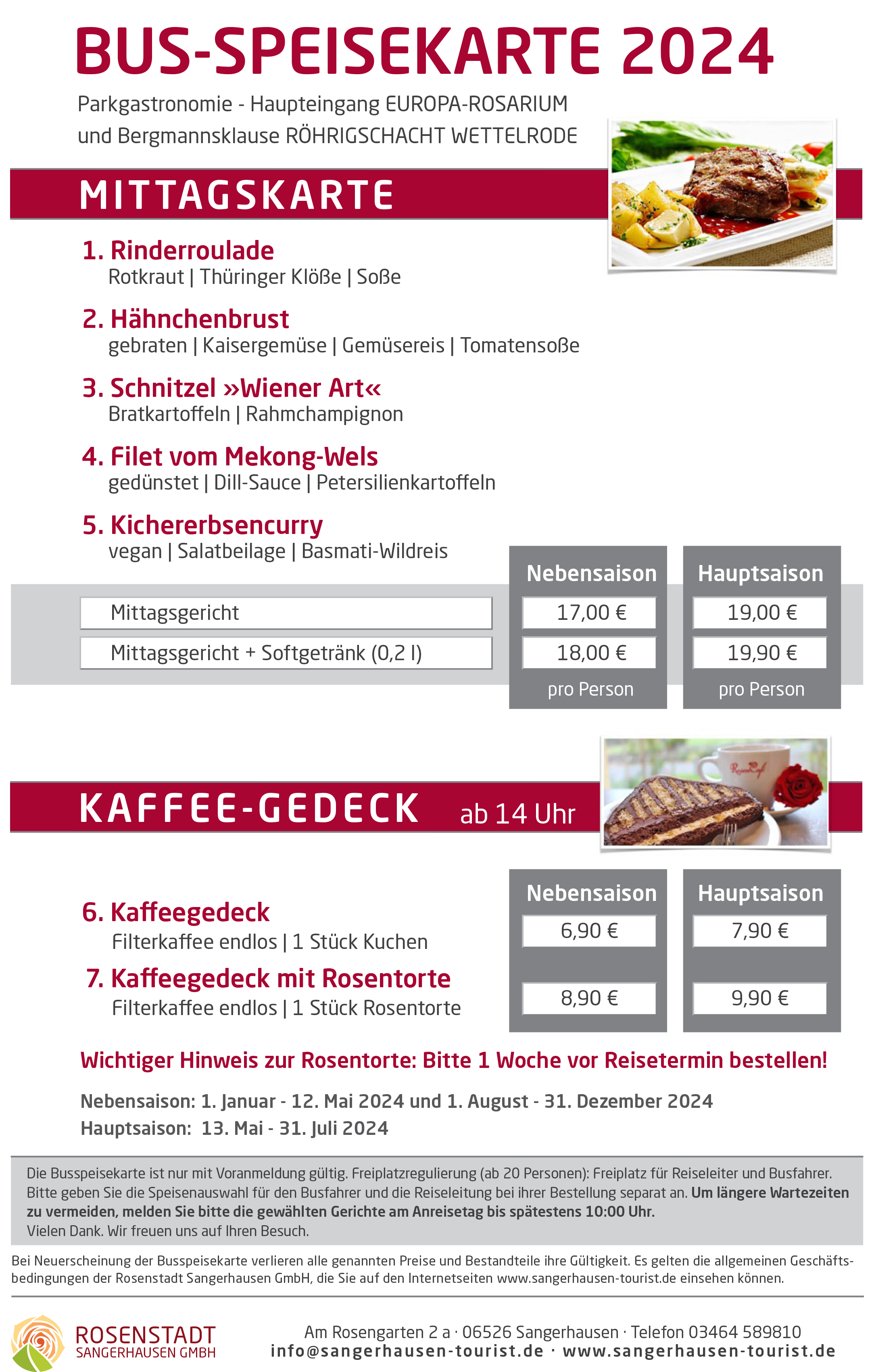 Kaffeegedeck mit Rosentorte im Europa-Rosarium Sangerhausen